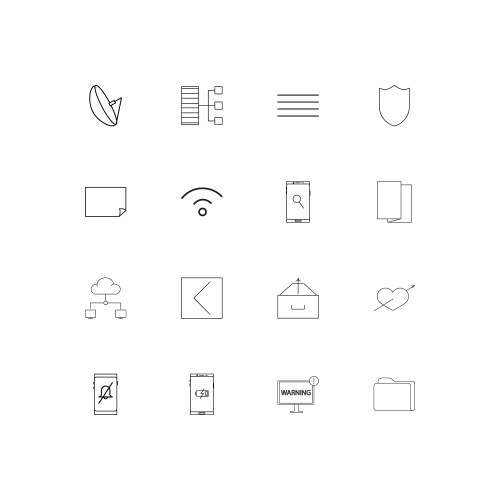 Network and database linear thin icons set vector image