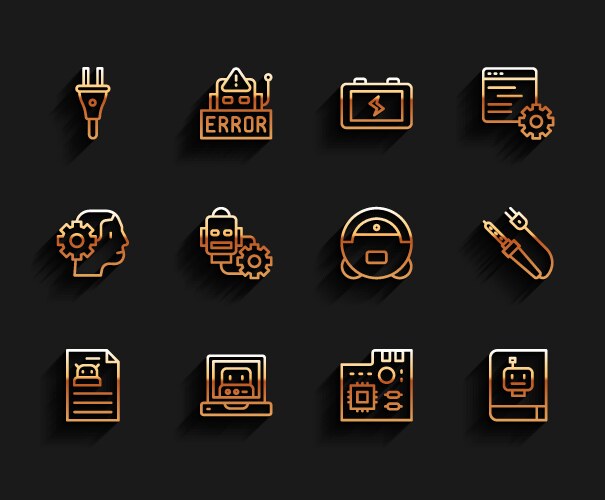 Set line technical specification creating robot vector image
