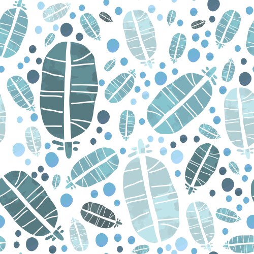 Watercolor pattern with feathers and blobs vector image