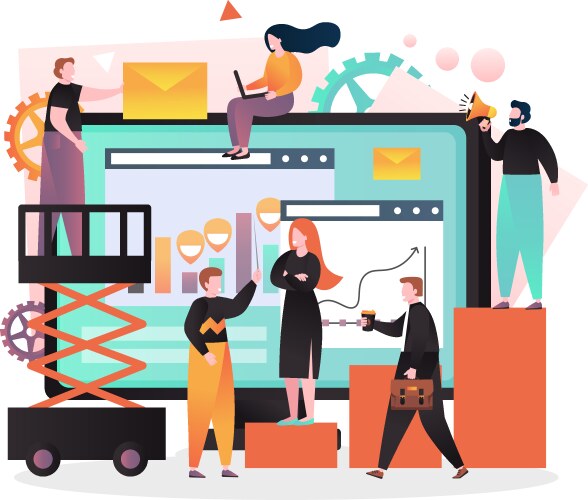 Business Workflow &amp; Data Analysis Vector Image