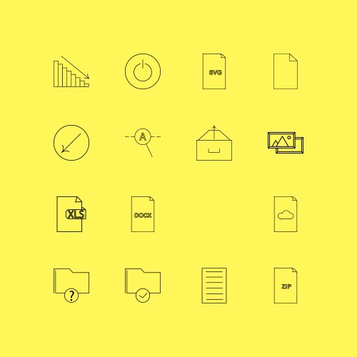Files and folders linear icon set simple outline vector image