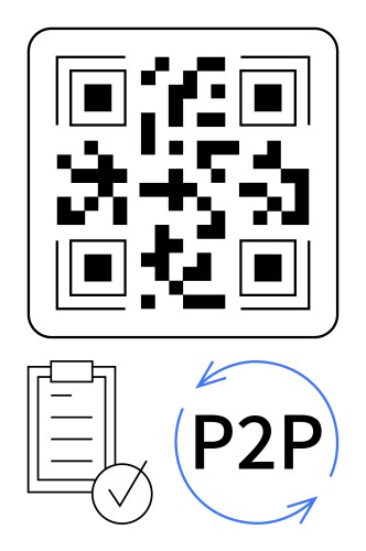 Qr code with checklist and p2p circular arrows vector image