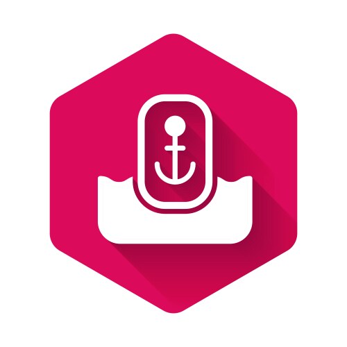 White map pointer with anchor icon isolated vektorbild