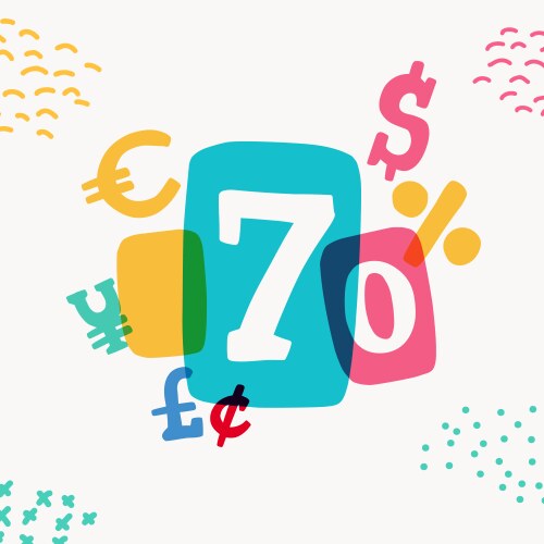 70% Sale Sticker - Typewriter Theme Vector Image