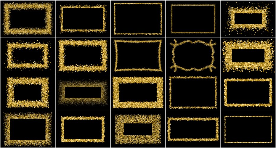 Decorative rectangle frames and borders set gold Vector Image