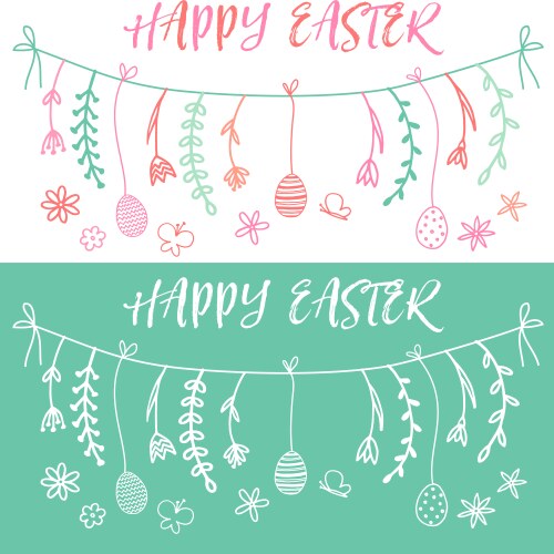 Happy easter set of doodles Royalty Free Vector Image