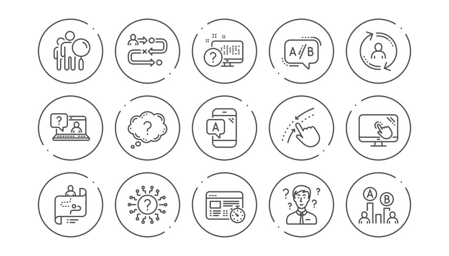 Ux line icons ab testing journey path map vector image