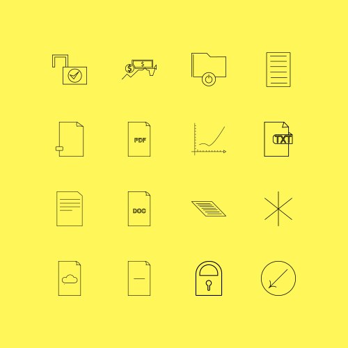 Files and folders linear icon set simple outline vector image