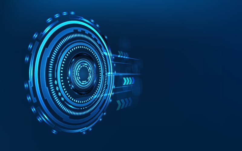 Blue technology circle and computer abstract vector image