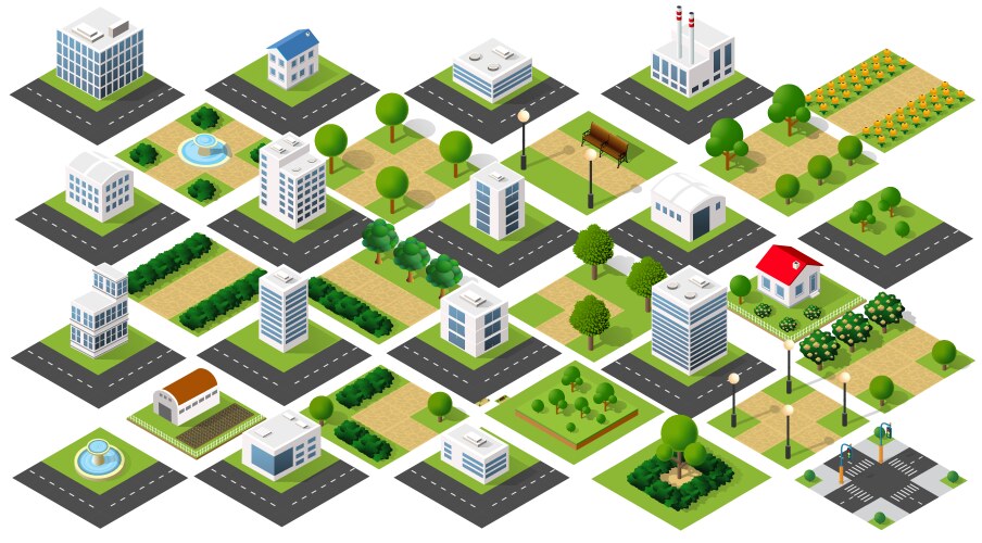 Isometric urban architecture single building vector image