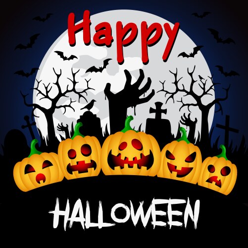 Happy halloween background with funny pumpkins Vector Image