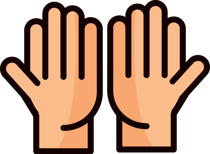 open hands gesture palm traditional line and fill vector image