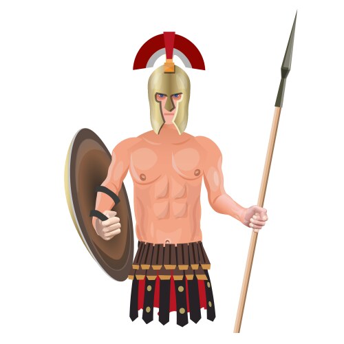 Ancient warrior with his shield and spear Vector Image