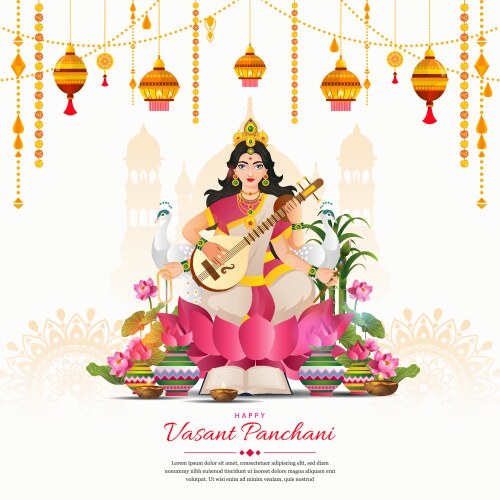 Happy vasant panchami background with beautiful Vector Image