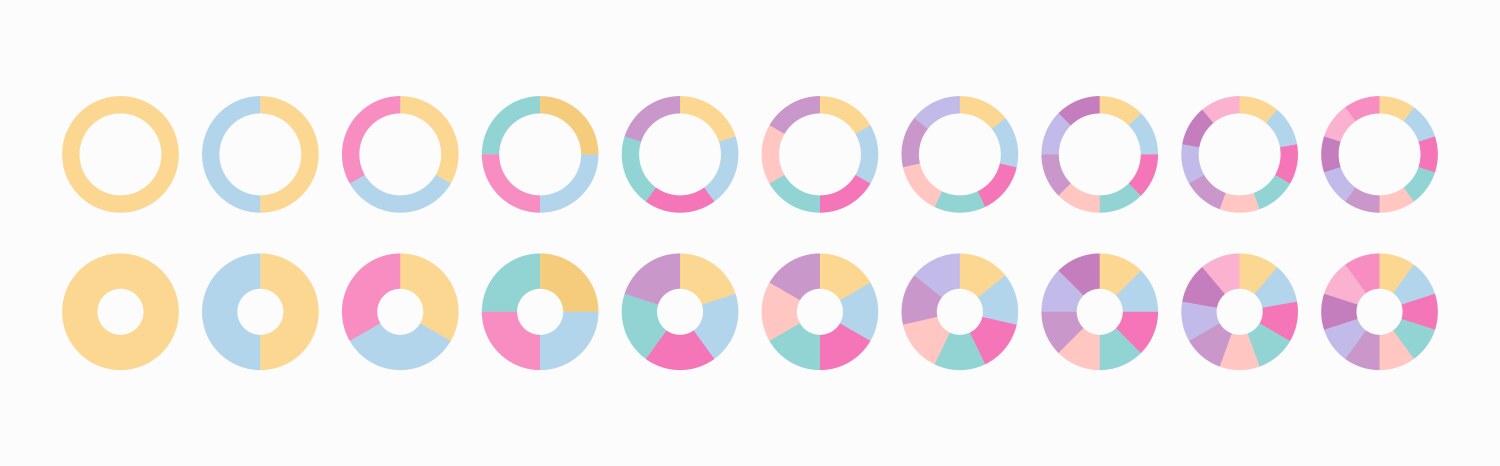 Piechart with section and slices set circle graph vector image