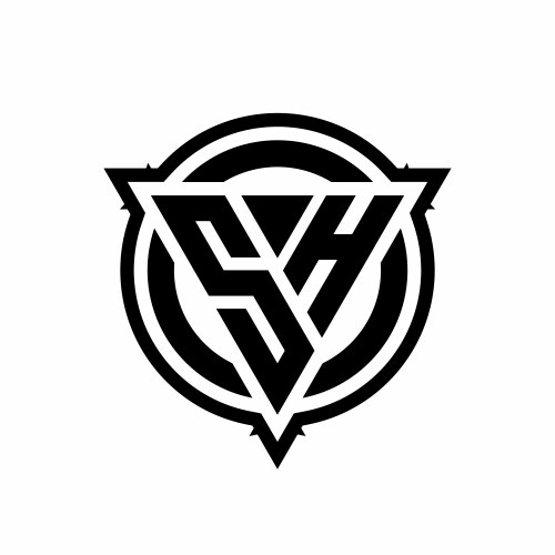 Sh logo with triangle shape and circle Vector Image