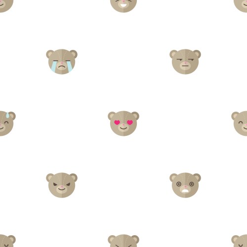 Flat cartoon bear heads with different vector image