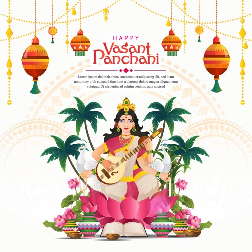 Happy vasant panchami background with beautiful Vector Image
