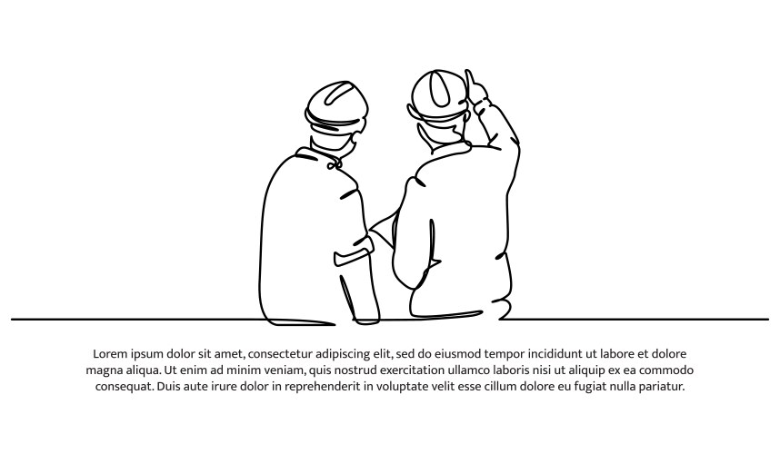 One line continuous of contractor plans Royalty Free Vector