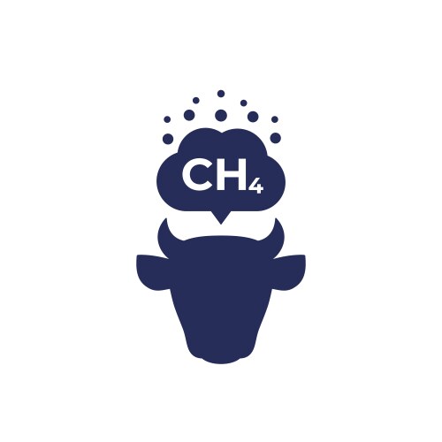 Methane emissions icon with cattle vector image