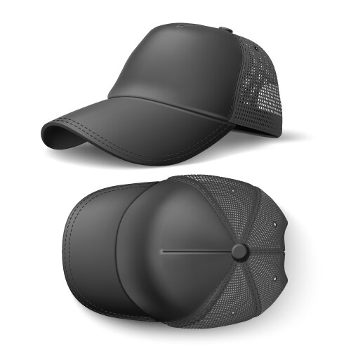 Snapback baseball cap mockup realistic black vector image