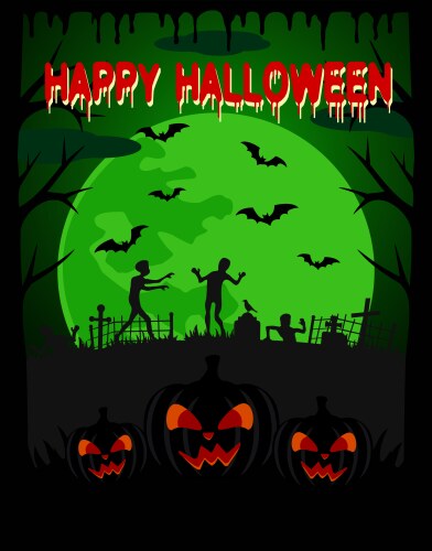 Happy halloween background with zombie Vector Image
