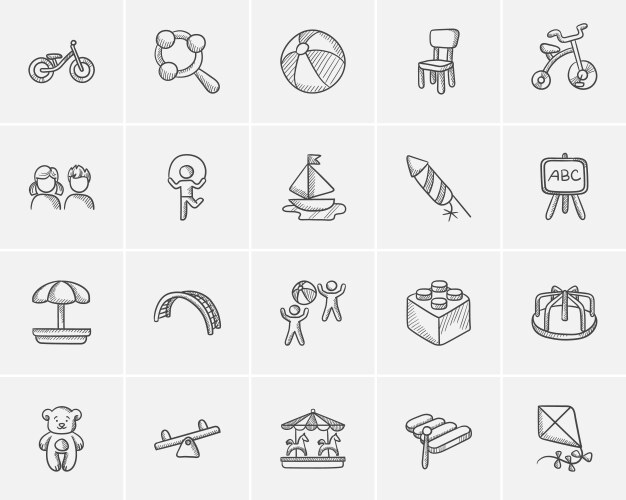 Kids sketch icon set Vector Image