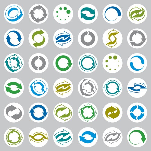Reload icons set loop arrows refresh web theme vector image