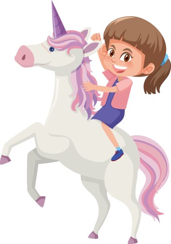 A girl riding unicorn Vector Image