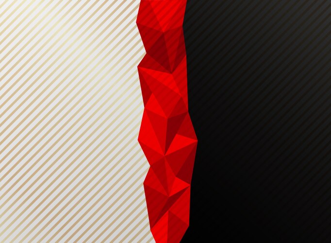 abstract red low polygon white and black contrast vector