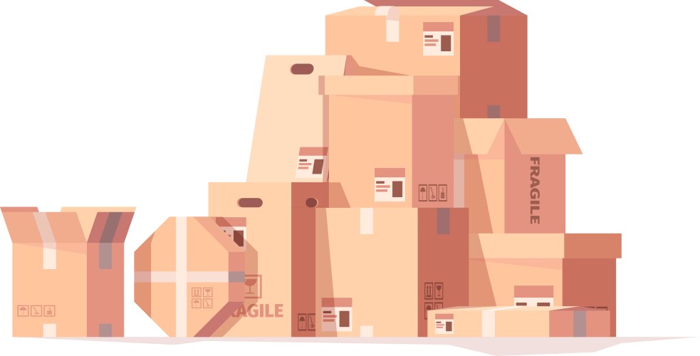 Packages stack delivery cardboard boxes cargo vector image