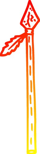 Warm gradient line drawing cartoon long spear Vector Image
