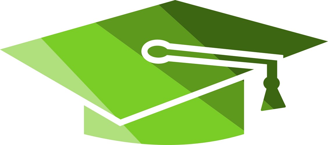 Graduation cap icon green Royalty Free Vector Image