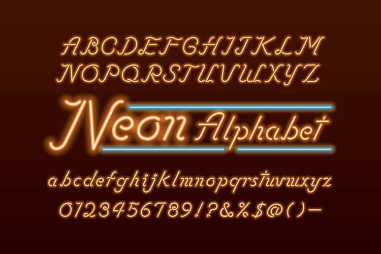 Neon Rider Font Neon font Royalty Free Vector Image - VectorStock