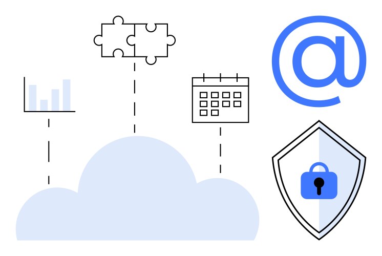 Cloud computing integration with data analysis vector image