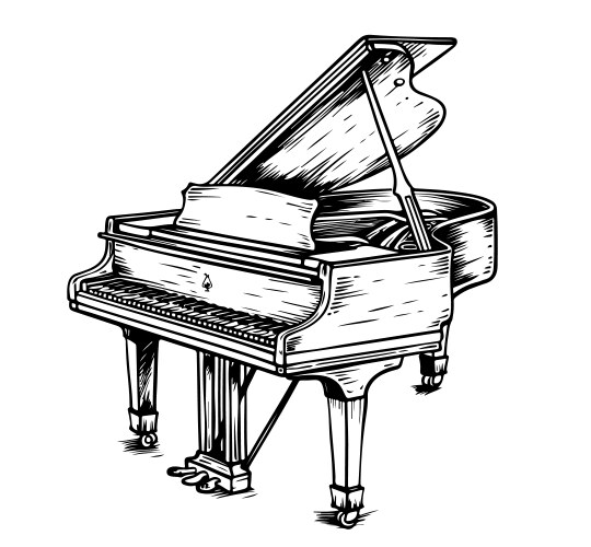 Vintage old grand piano hand drawn sketch Vector Image