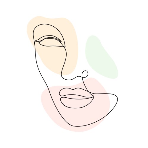 continuous line art woman face with abstract vector