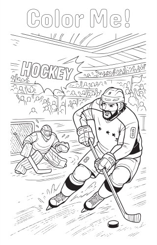 Detailed hockey coloring page Vector Image