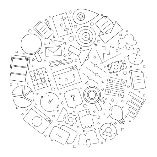 Marketing circle background from line icon vector image