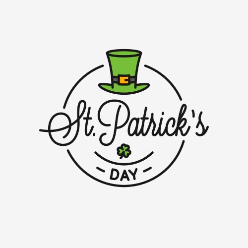 patrick day logo round linear hat vector image vector image