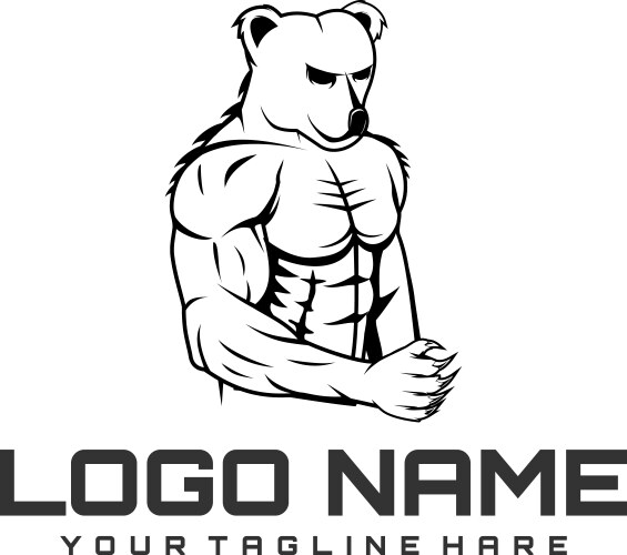 Bear muscular gym logo Vector Image