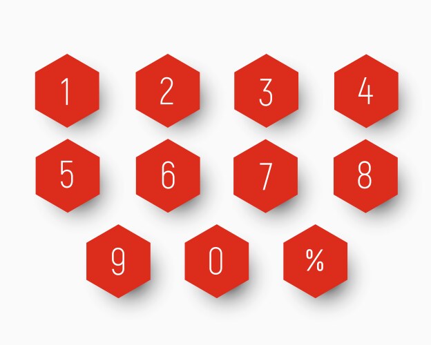 Set of numbers from 0 to 9 on button in the shape vector image