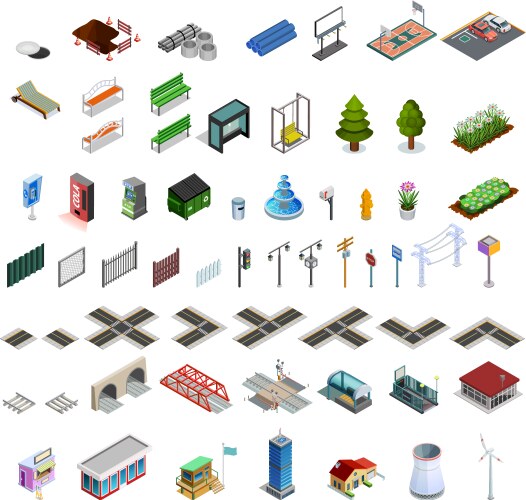 Isometric 3d asia physical map constructor Vector Image