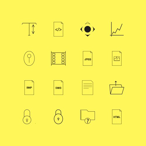 Files and folders linear icon set simple outline vector image