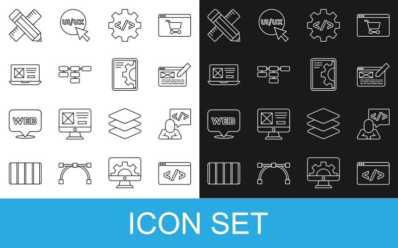 Set line front end development ui or ux design vektorbild