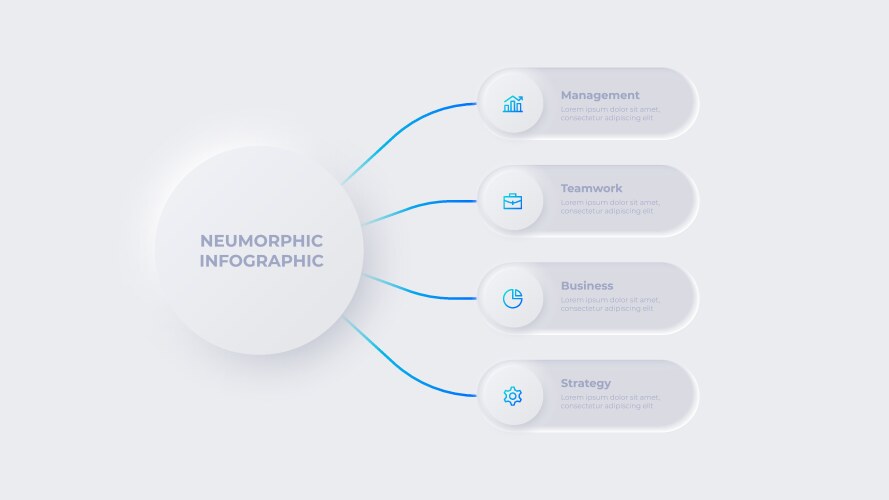 Neumorphic flowchart infographic business data vector image