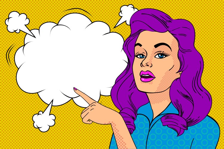 Pop art sexy woman and empty speech bubble vector image