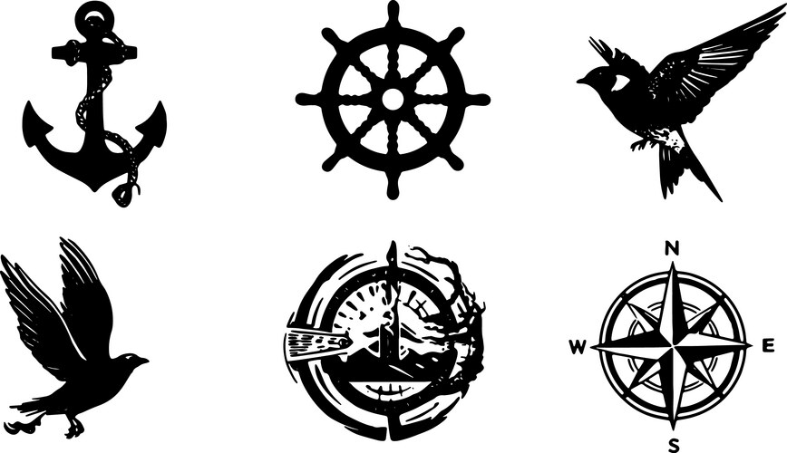 Classic Sailor Tattoos Vector Image