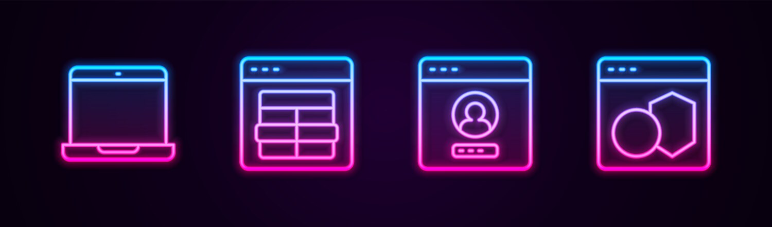 Set line laptop mysql code create account screen vector image