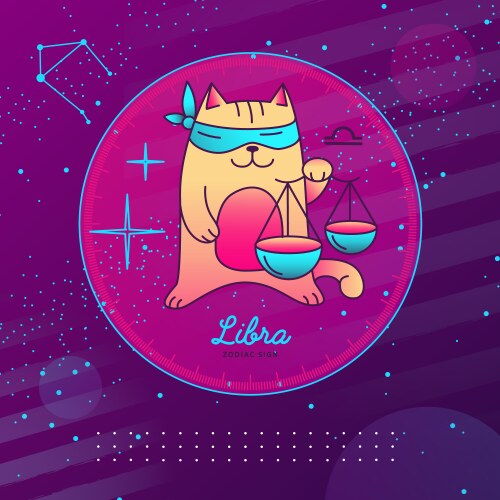 Astrology libra zodiac sign funny cat Vector Image